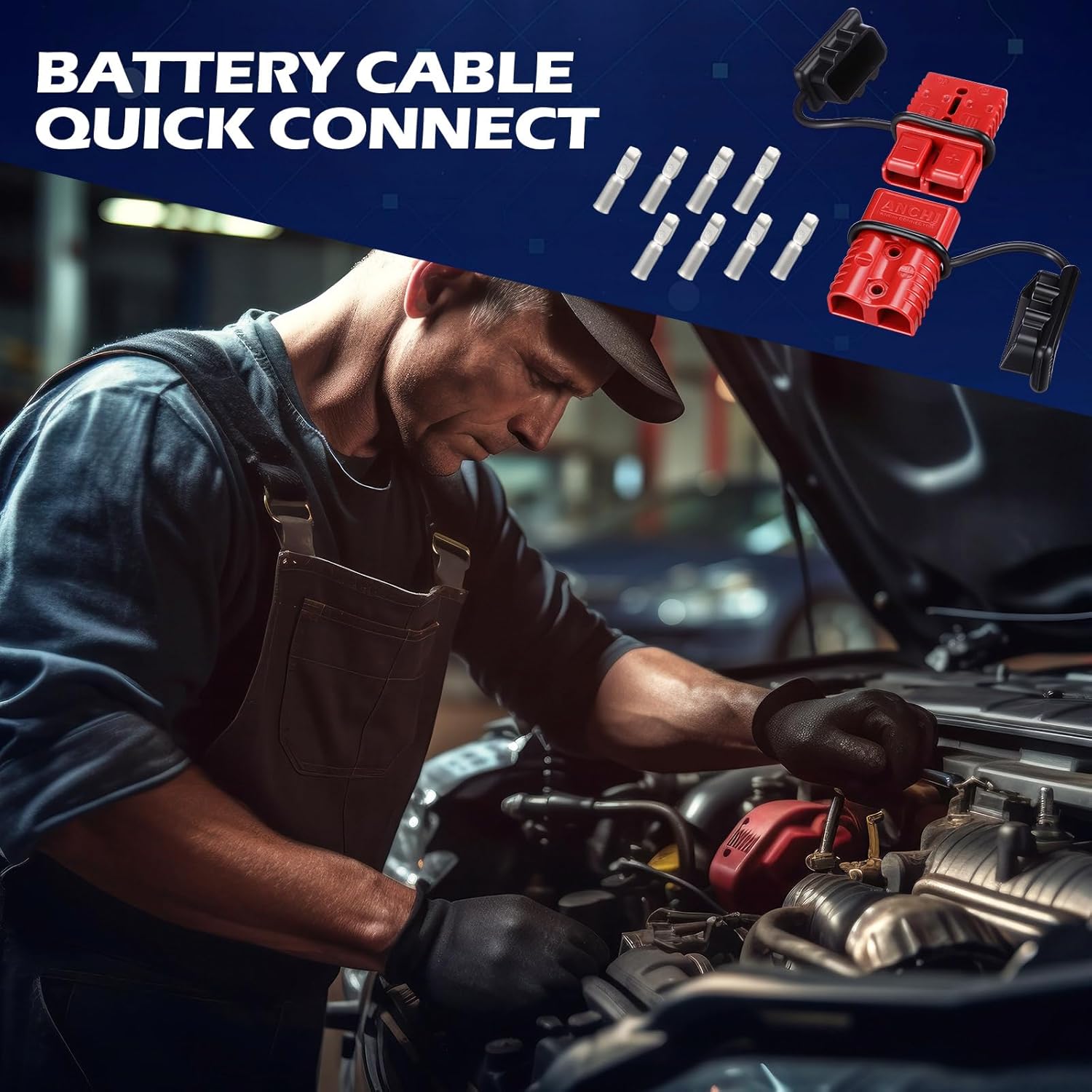 Frienda 6 Pieces 2-4 Gauge 175A Battery Quick Connector 12-36V Disconnect Wire Harness Plug Kit Battery Quick Connector Disconnect Plug for Motor Winch Trailer(175A)