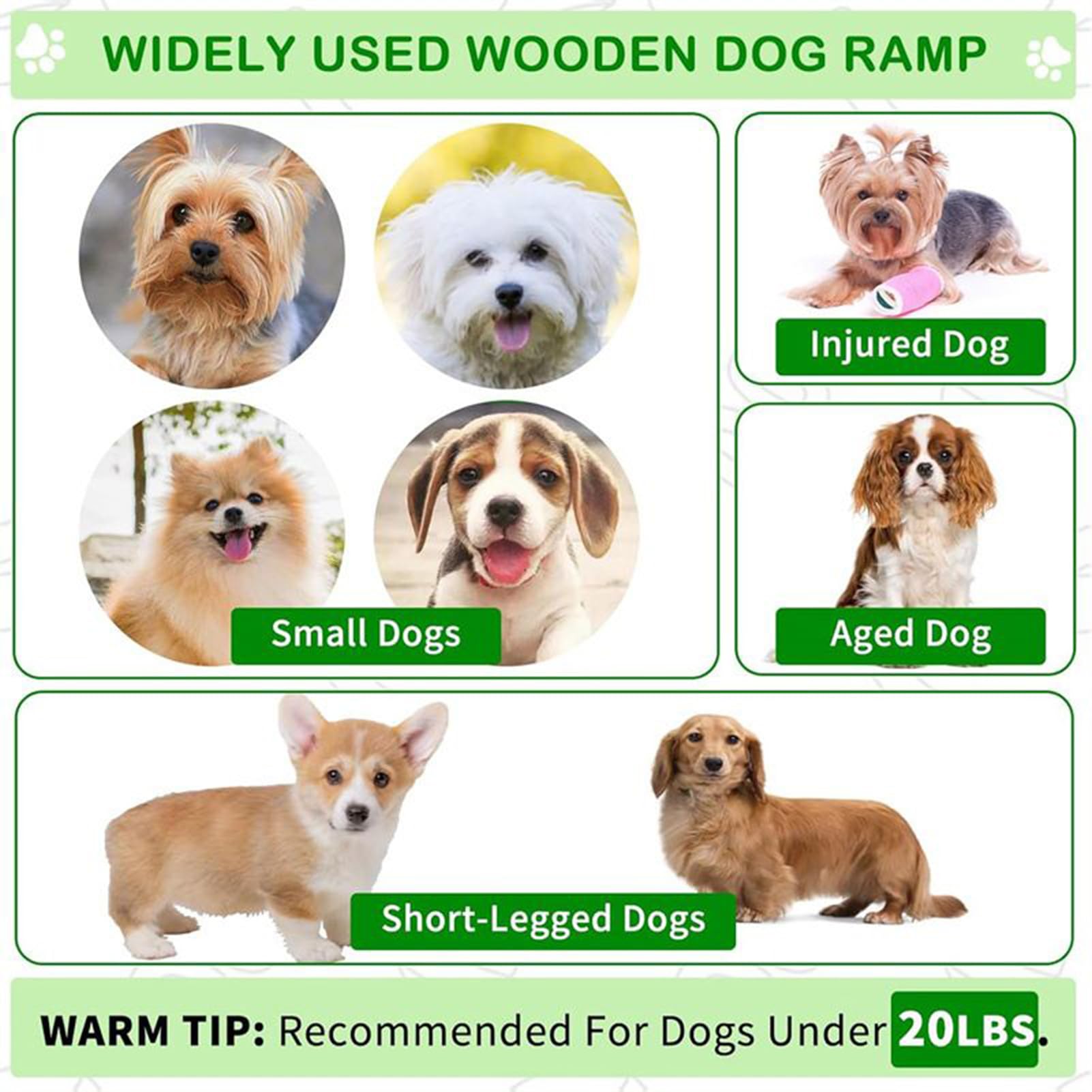 Rampa para Perros de Altura Ajustable 30 x 15 x 25 cm, rampa Plegable para Perros pequeños, rampas de Madera para Interiores y sofá, mesita de Noche, hogar, Dormitorio, Sala de Estar