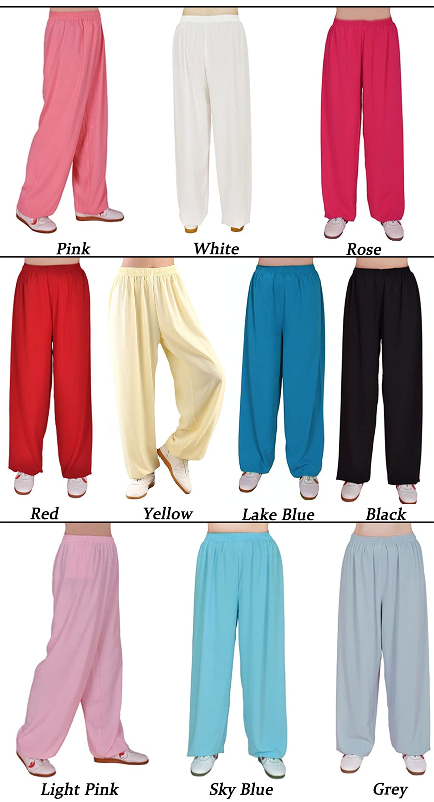 Tai Chi Pantalones Unisex Kung Fu Entrenamiento Pantalones ala Chun Shaolin Algodón Y Seda Pantalones Diarios para Yoga Y Artes Marciales con Banda Elástica