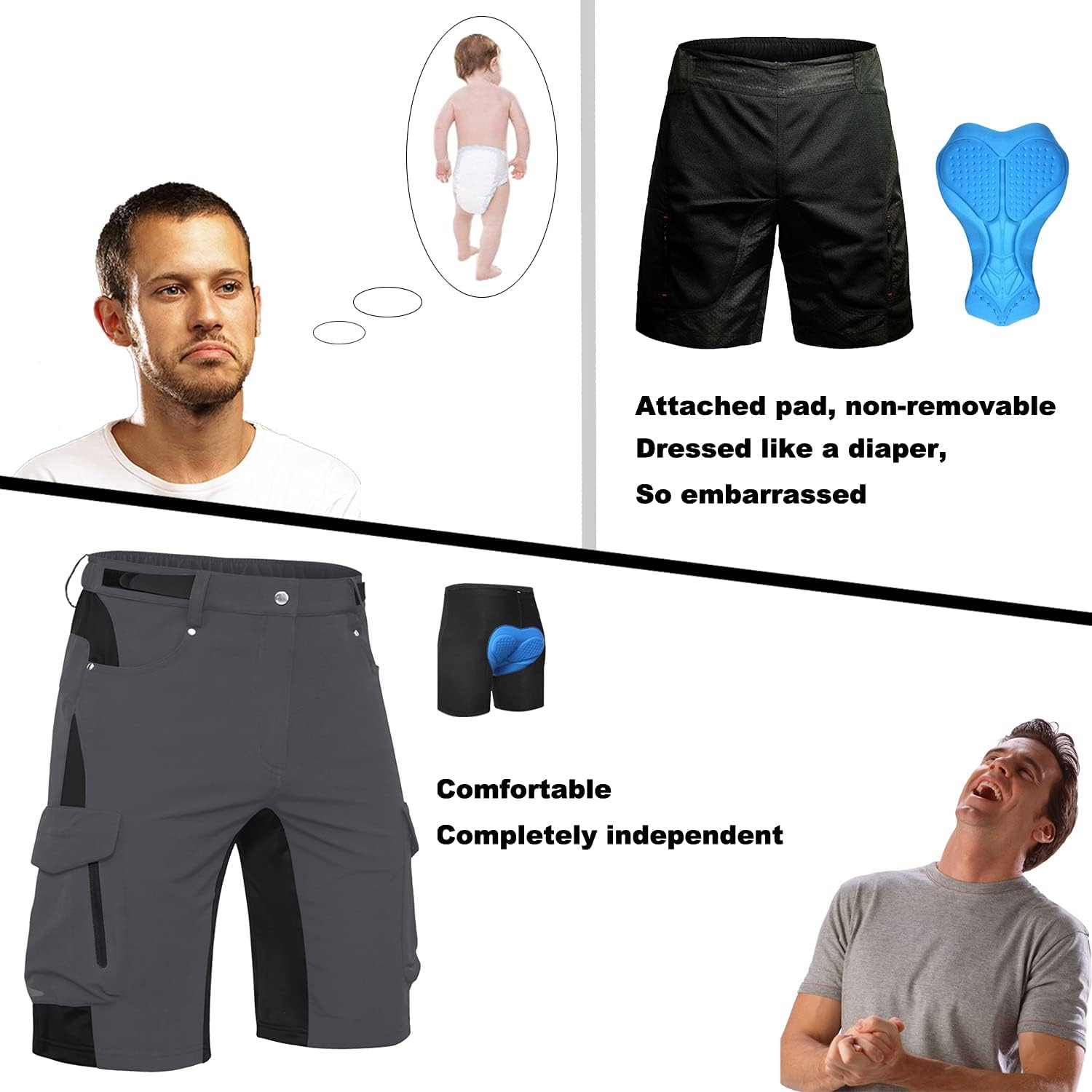 Ally Mens Mountain Bike Shorts Padded MTB Shorts Baggy Cycling Bicycle Bike Shorts with Padding Wear Relaxed Loose-fit : Sports & Outdoors