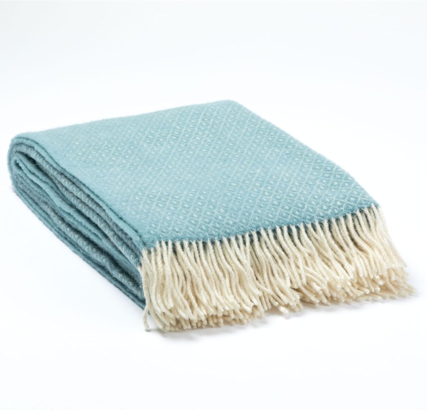 Ukrainian 100% Wool Throw Blanket – Soft Warm Cozy Fringed Wool Blanket for Couch, Bed, Sofa & Home Decor, Durable Plaid Herringbone Weave, Fair Trade Artisan Made (Blue, Diamond) - Image 3