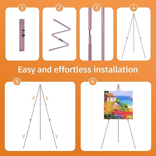 Miniatura 10 de Aredy - Soporte de caballete portátil de 63 pulgadas, caballete de metal ligero para pintar lienzo, letrero de boda (paquete de 4)