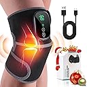 Cordless Heated Knee Massager, 3-in-1 Heating Pad with 3 Vibration and Heating Mode, Auto-Off Timer, Knee Brace for Shoulder Elbow, Gifts for Men Women, Black 1PC