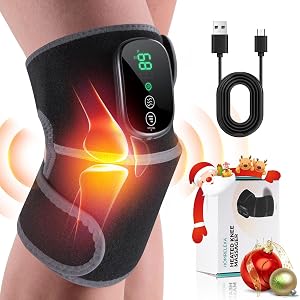Cordless Heated Knee Massager 3-in-1 Heating Pad with 3 Vibration and Heating Mode Auto-Off Timer Knee Brace for