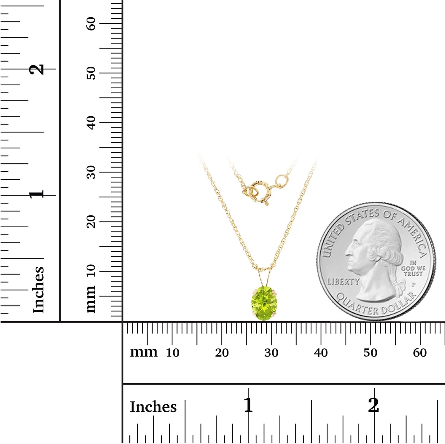 Solid 10K Yellow, White, Rose Gold 7x5mm Oval Genuine Or Created Gemstone Birthstone 18" Rope Chain Necklace | 10K Gold Necklace For Women