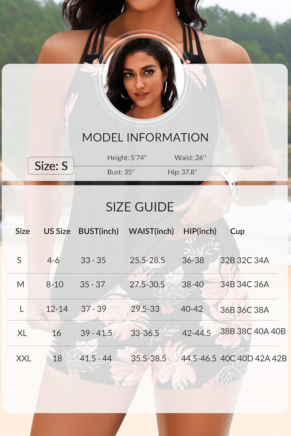 Holipick Plus Size Tankini Swimsuit for Women Two Piece Tummy Control Bathing Suit Blouson Racerback Tankini Top with Shorts - Image 6