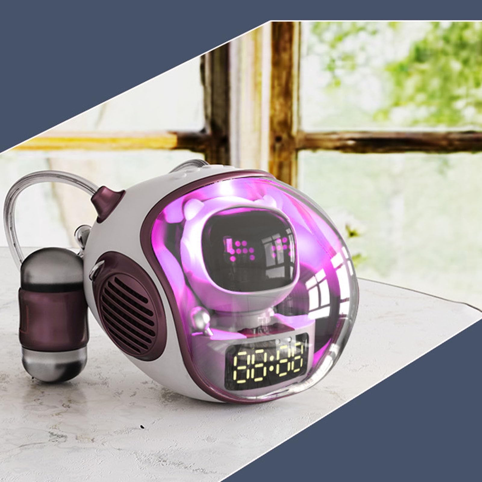 Chiyyak Raumschiff-Bluetooth-Lautsprecher, Niedlicher Dekorativer RGB-Licht-Smart-Wecker für Zuhause und Büro, ABS-Material (Rosa)