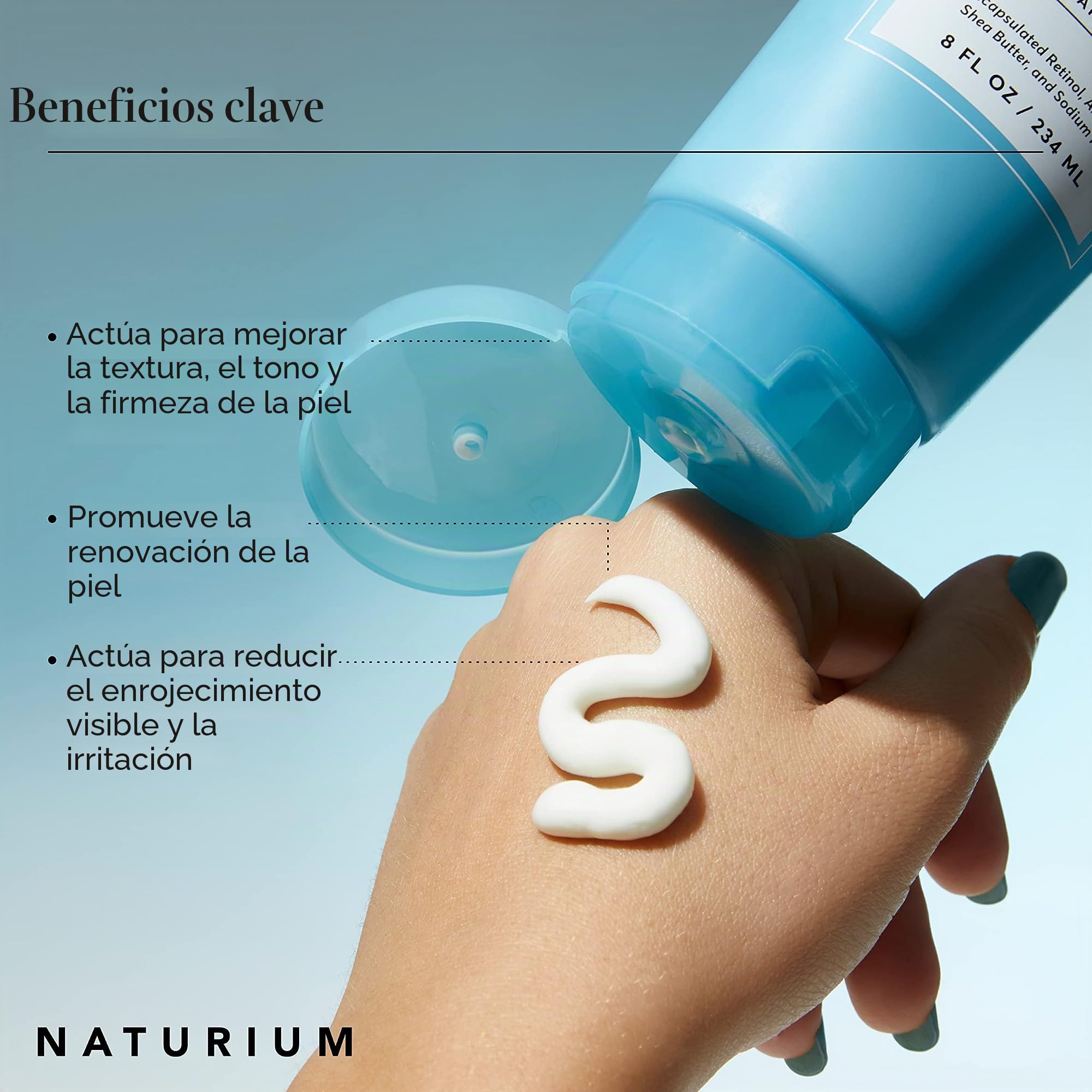 Naturium Loción corporal renovadora de piel con retinol, tratamiento reafirmante avanzado antienvejecimiento, con retinol encapsulado y manteca de karité, 236 ml