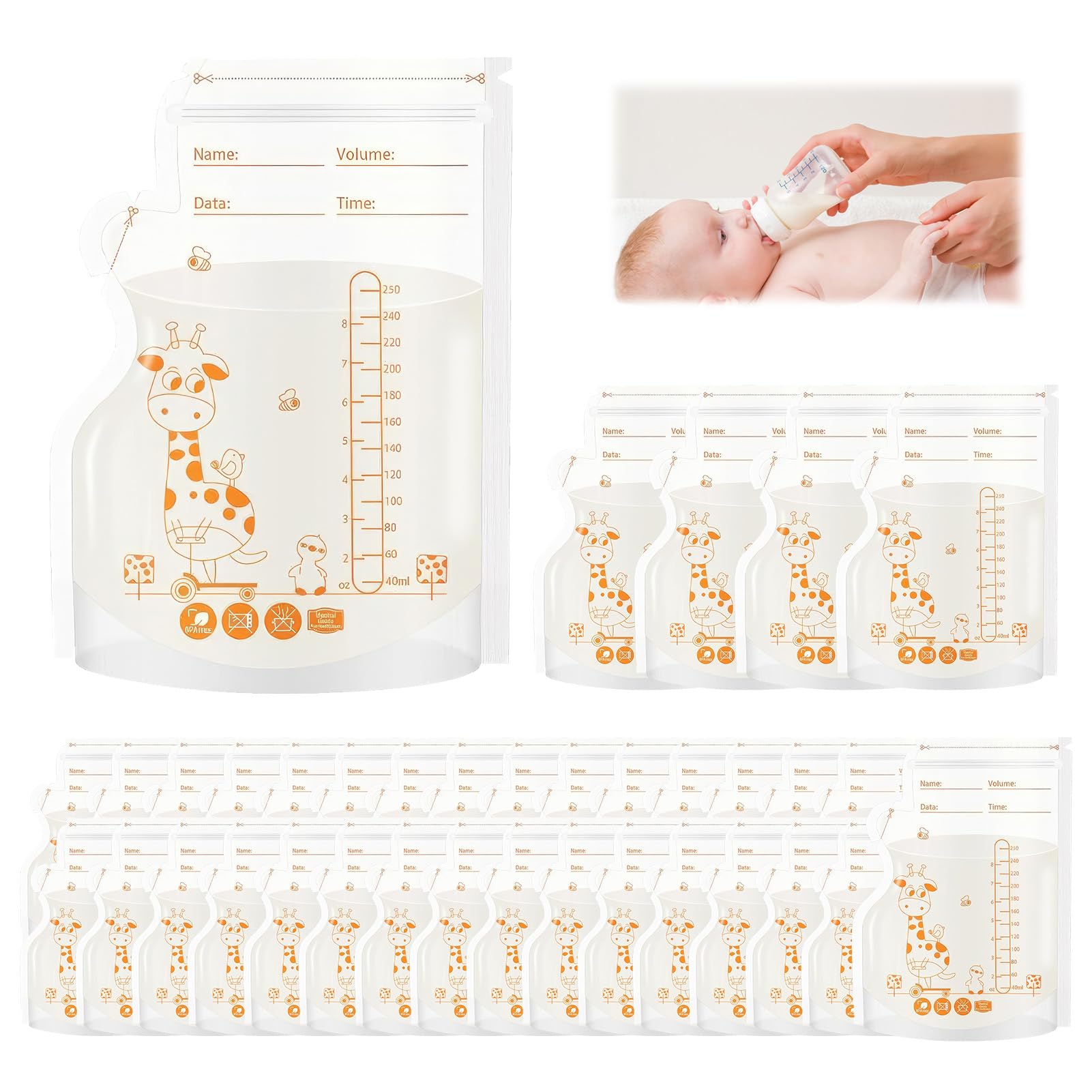 Sachets Conservation Lait Maternel Aolso - 130 Pièces - 250ml - Pré-stérilisés - Pour Congélation