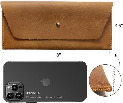 Miniatura 2 de Ringsun Sobre de efectivo de cuero genuino, billetera económica reutilizable, embrague retro para hombres y mujeres, Bourbon Marrón, Sobres de cuero