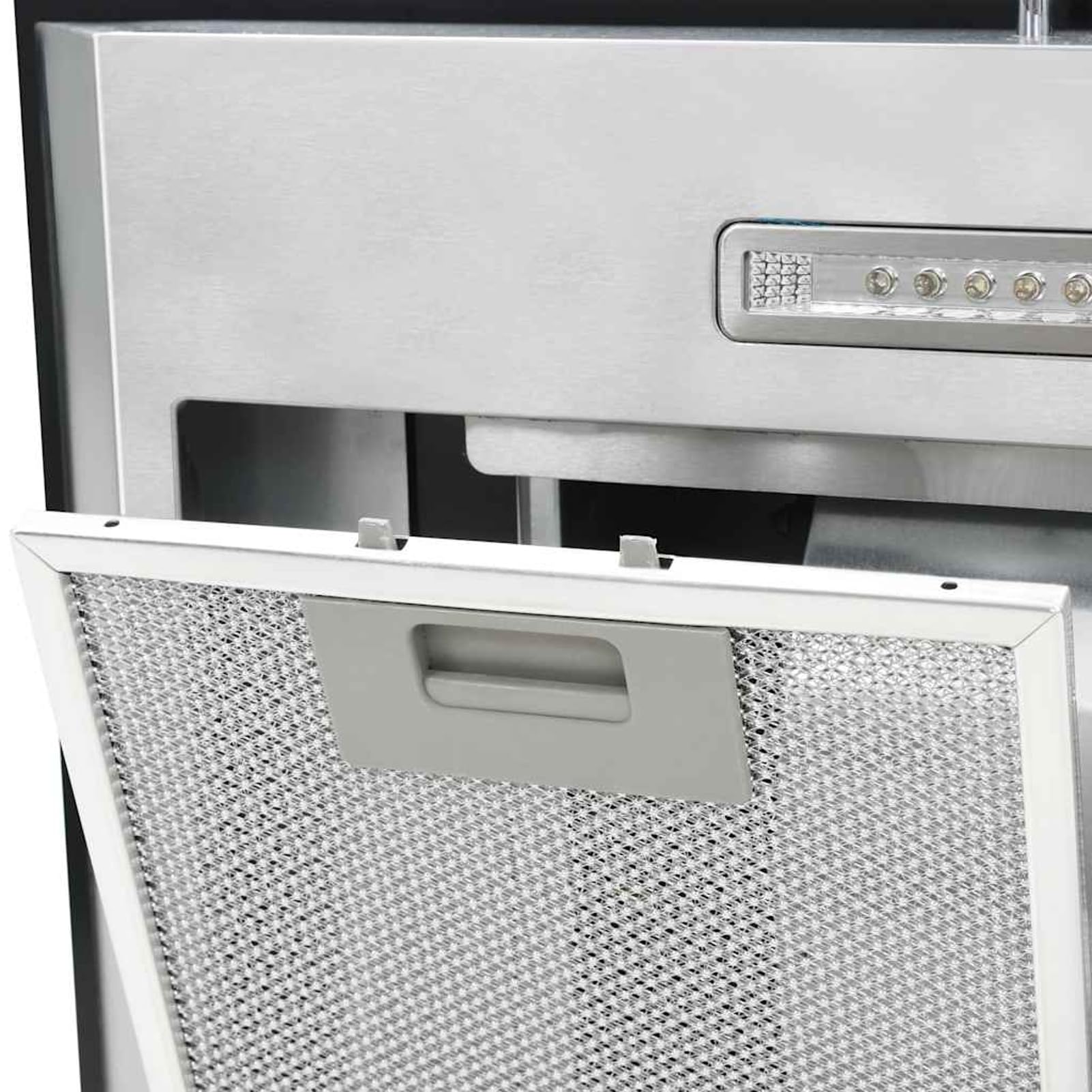 Gecheer Insel-Dunstabzugshaube 90 cm Edelstahl 756 m³/h LED 3 Geschwindigkeitsstufen