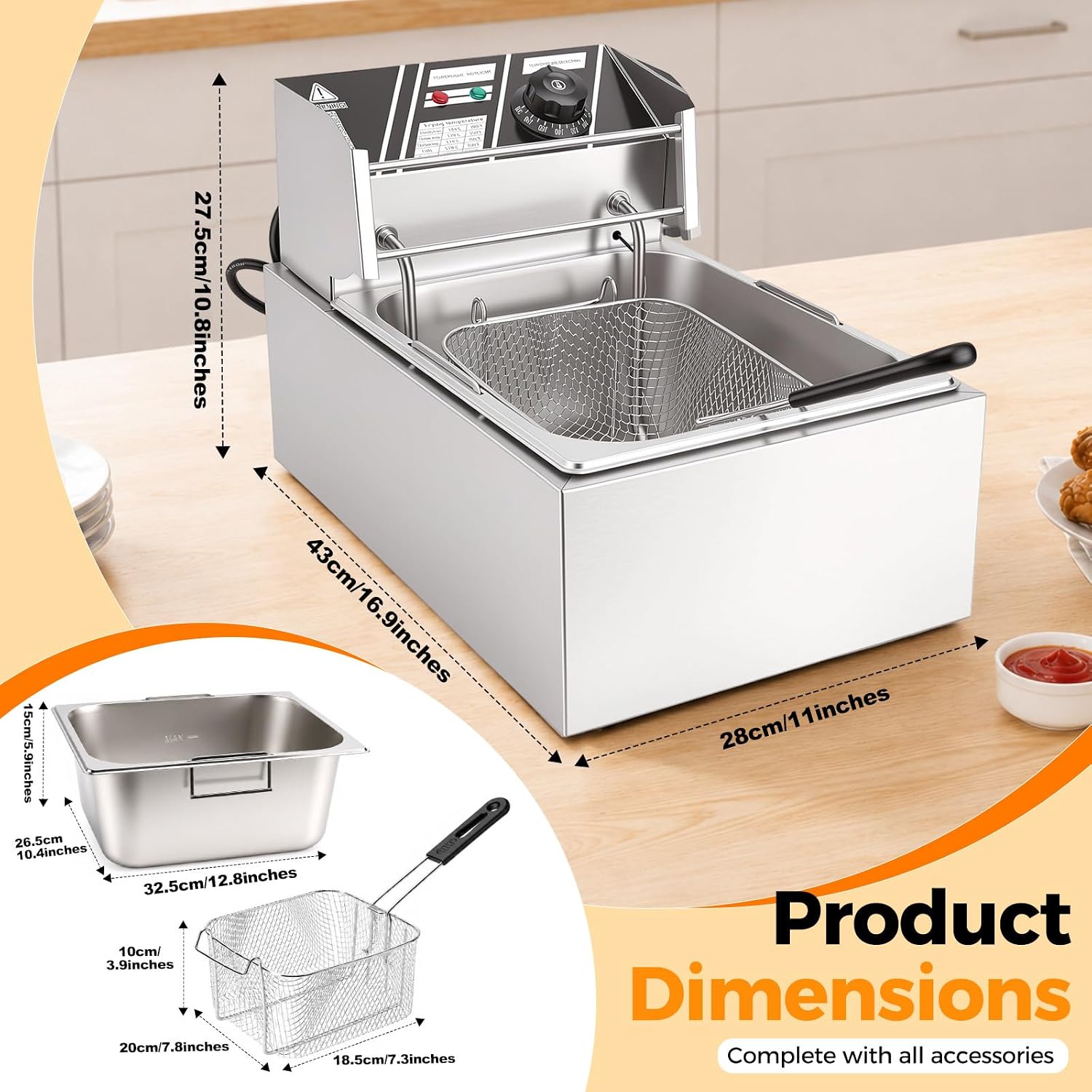 ADWAN Commercial Deep Fryer, Deep Fryer with Basket for Home Use image 2