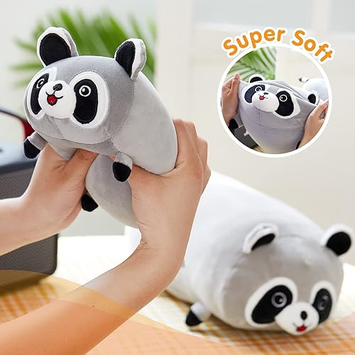 Miniatura 3 de Almohada de peluche de mapache de 8 pulgadas, juguetes de almohada de felpa para día especial, regalos de cumpleaños para niños y niñas, color gris