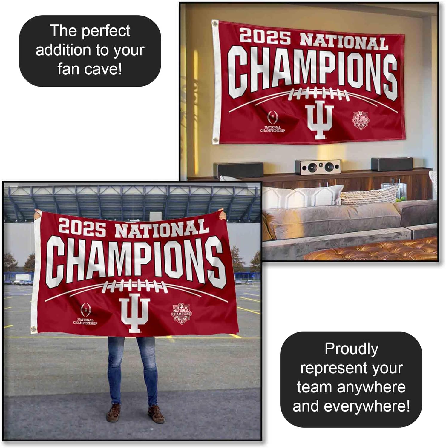 Indiana Hoosiers National Champions 2025 3x5 Grommet Flag - Image 5