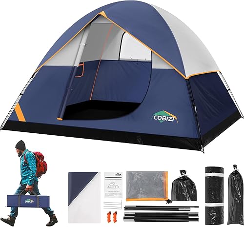 COBIZI 46 Person Tent for Camping Waterproof PU-Coated with Removable Rainfly, Easy Setup Family Tent with Large Mesh Windows, 3 Season Portable