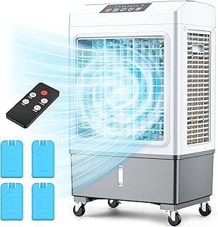 Evaporative Air Cooler, 2100CFM Windowless Air Conditioner w/7H Timer & Remote, 2 Modes, 8 Gal Water Tank Cooling up to 700 Sq.ft, Swamp Cooler Air Conditioner Portable for Room Garage Outdoor