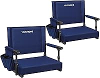 VIVOHOME 2 Pack Stadium Seats with Back Support & Cushion - Portable Bleacher Chairs w/ Cup Holders, Armrests & Shoulder Strap