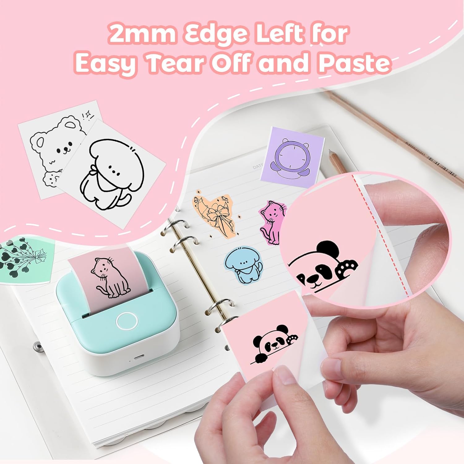 10 Rolls Self-Adhesive Multicolor Mini Printer Thermal Sticker Paper 53 x 28mm, 3 Rolls White and 7 Rolls color Printer Paper Compatible With Mini Thermal Printer Study Notes Journal Photos - Image 4