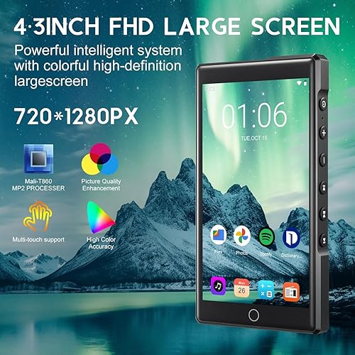 Miniatura 3 de Reproductor MP3 de 144 GB con Bluetooth y WiFi, pantalla táctil FHD de 4.3 pulgadas, panel de aleación de zinc, reproductores de MP4, reproductor de