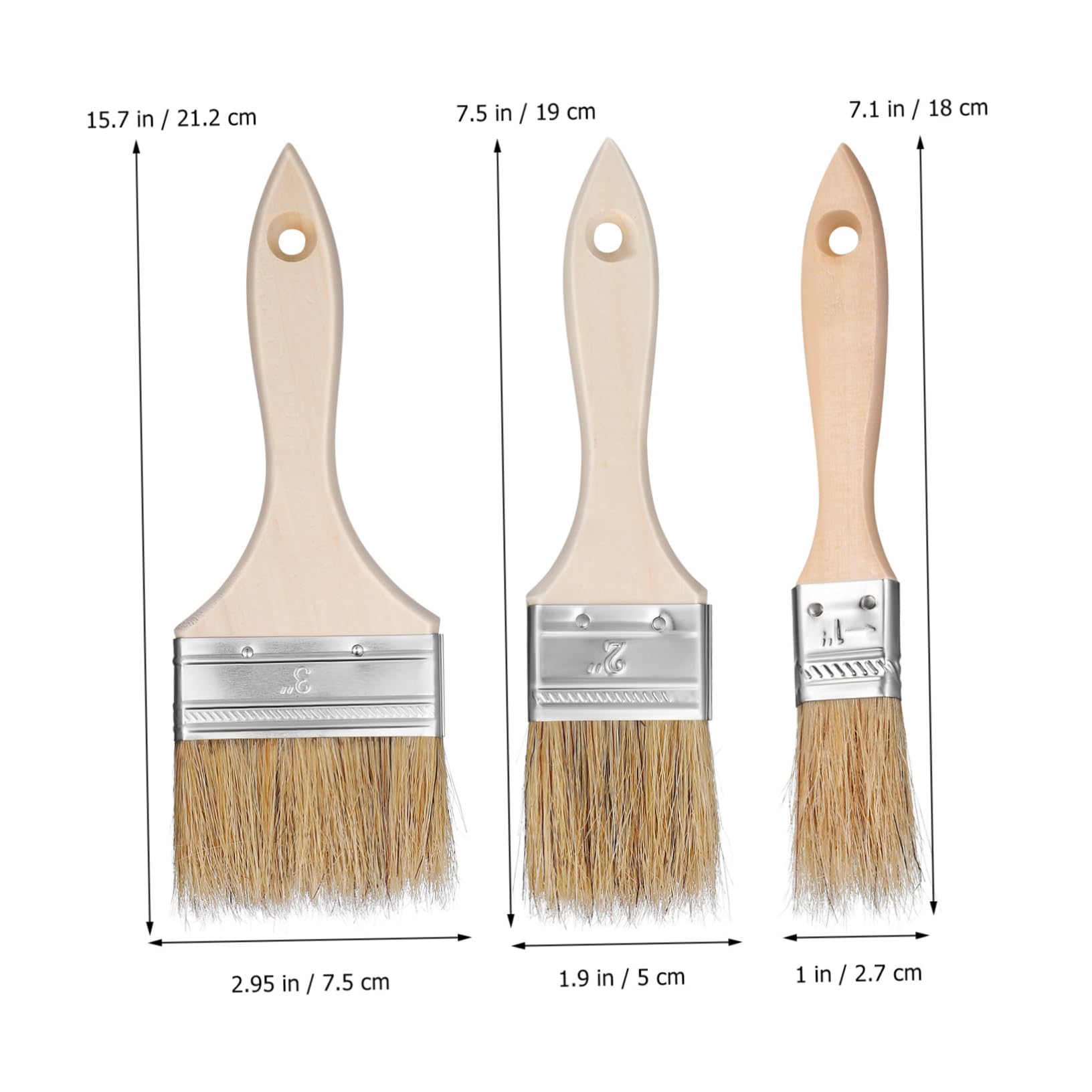 Uonlytech 48piezas Pinceles De Pintura De Cerda Natural Mango para Pintura Limpieza y Cocción Herramienta Versátil para Manualidades y Decoración