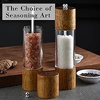 Vista 5 de Molinillo acrílico avanzado de sal y pimienta, molinillo de pimienta de madera, molinillo de cerámica duradero con grosor ajustable para moler