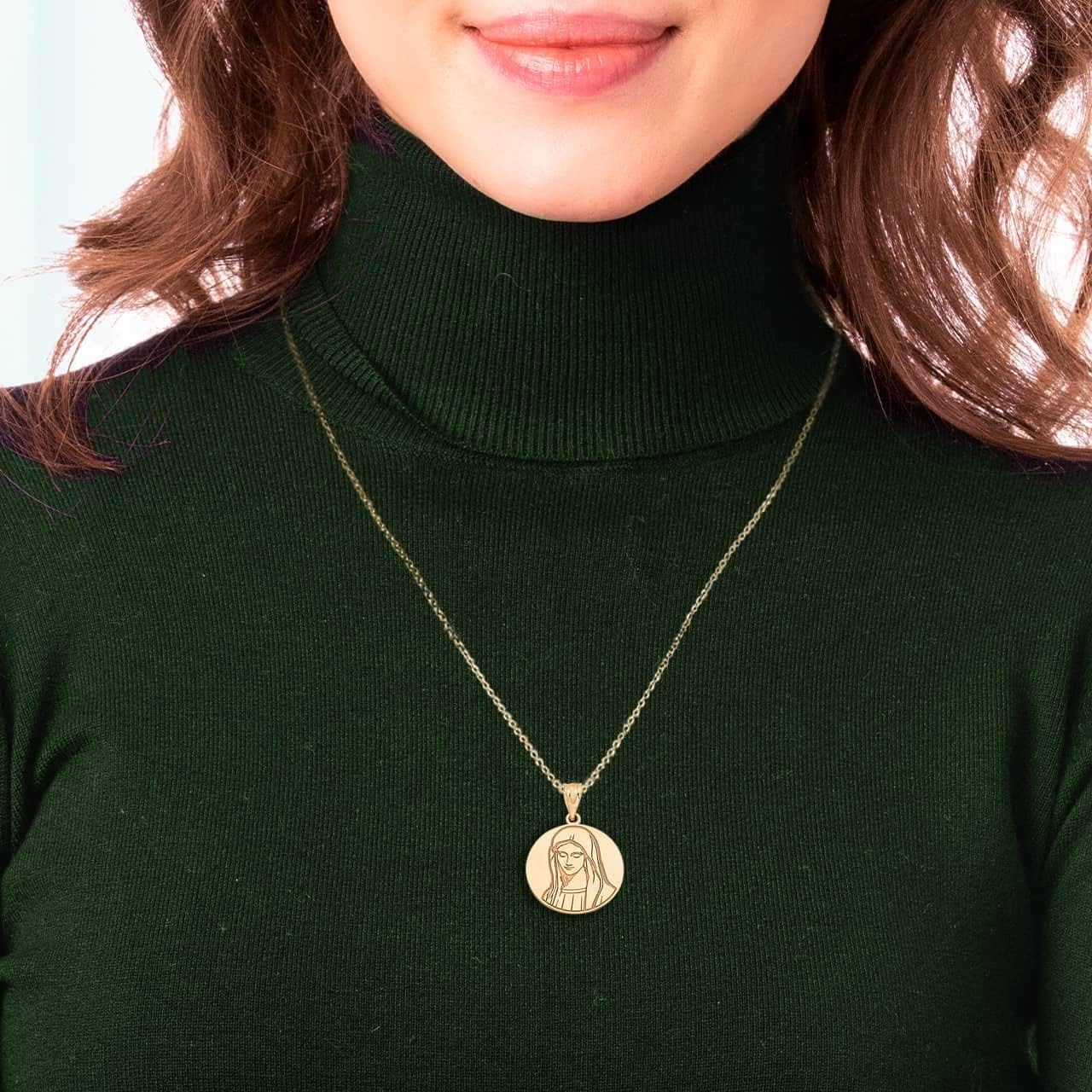 Claddagh Gold Fine 925 Sterling Silver Personalized Name Blessed Virgin Mary Miraculous Pendant Necklace