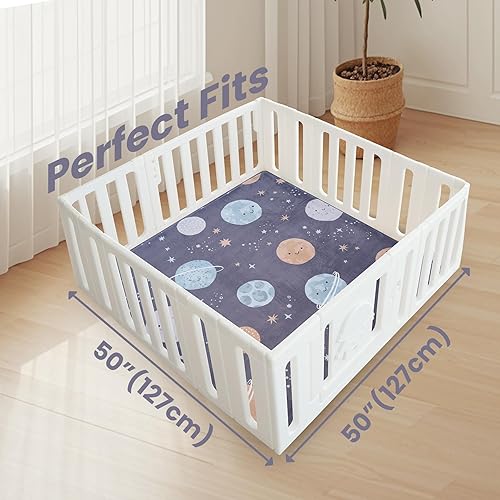 Miniatura 6 de Tapete de juego para bebé para suelo, tapete acolchado de 1.3 pulgadas de grosor para corralito de 50 x 50 pulgadas, espuma elástica extra suave,