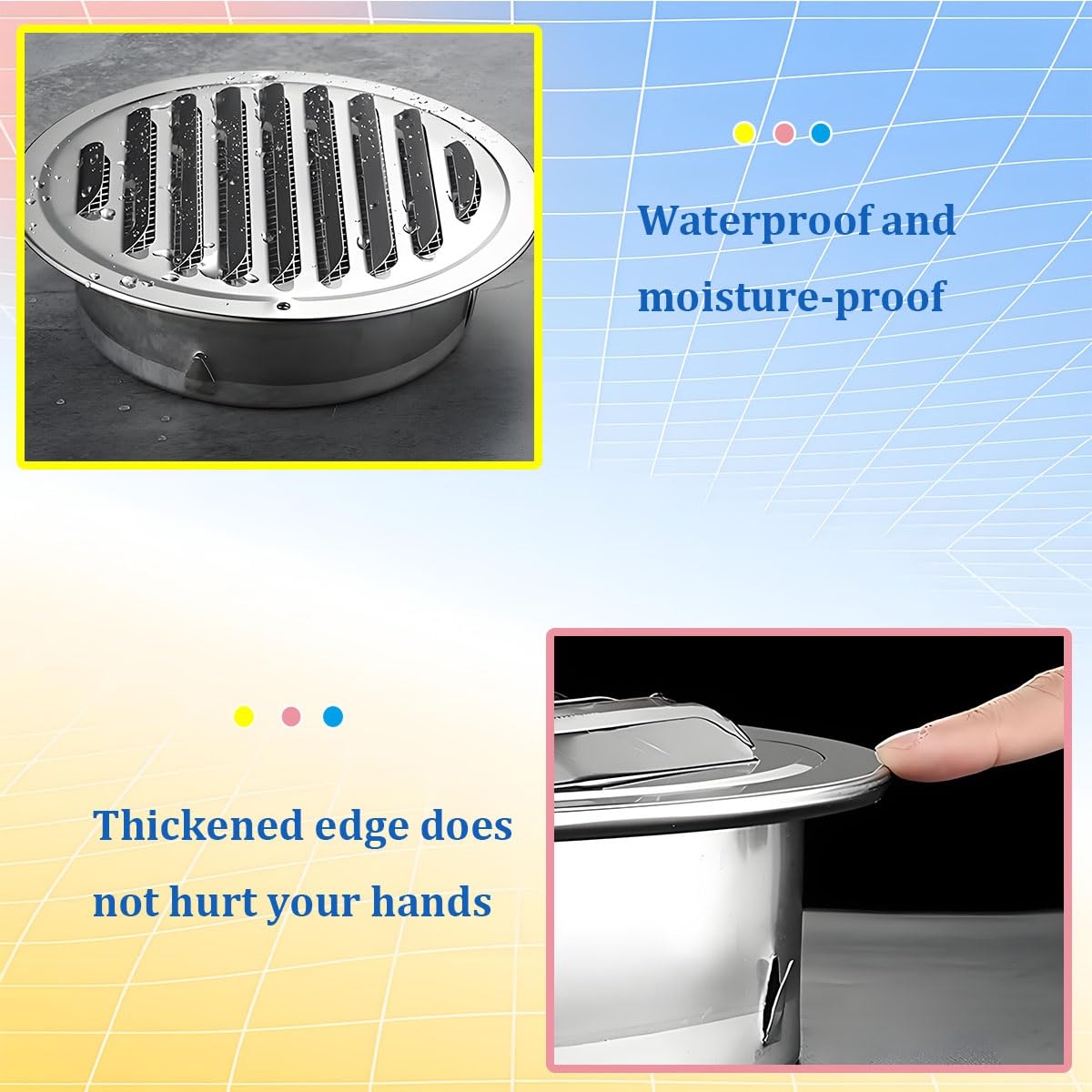 Rund Entlüftungsgitter Lamellengitte 50mm-300mm Abluftgitter Edelstahl Mit Insektenschutz, Wandlüftungsauslass, Für Garage, Küche, Bade Von Abluftgitter(300mm/11.8in 2pack)