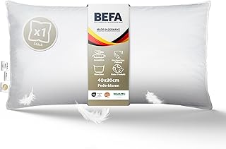 BEFA NATUR Federkissen 40x80 cm | Kopfkissen 100% Federn | 750g Füllgewicht | Allergiker geeignet (NOMITE) | Tierwohl Zertifiziert (DOWNPASS) | Oeko-TEX Klasse 1 | Made in Germany