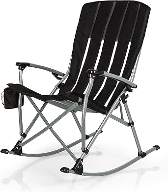 Picnic TIME NCAA Outdoor Rocking Camp Chair with Carry Bag & Cup Holder, 250lbs Capacity Folding XL Heavy Duty Camping Chair for Adults with Mesh Slit and Rocking Feature