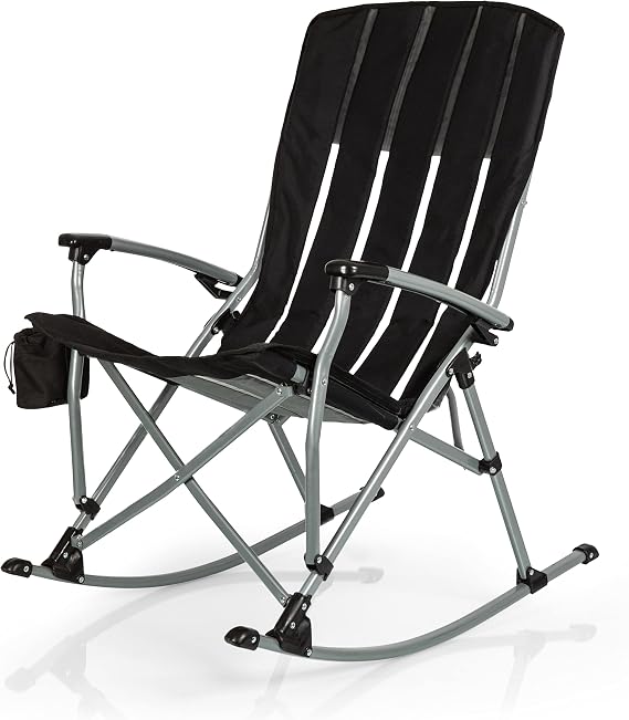 Picnic TIME NCAA Outdoor Rocking Camp Chair with Carry Bag & Cup Holder, 250lbs Capacity Folding XL Heavy Duty Camping Chair for Adults with Mesh Slit and Rocking Feature
