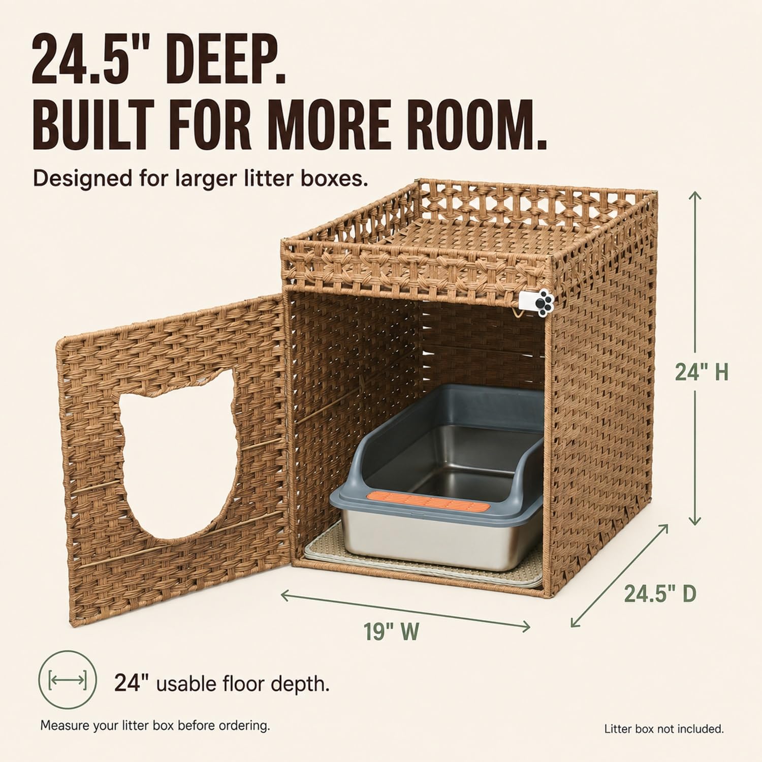 Stylish Rattan Cat Litter Box Enclosure -6 Stylish Rattan Cat Litter Box Enclosure -6