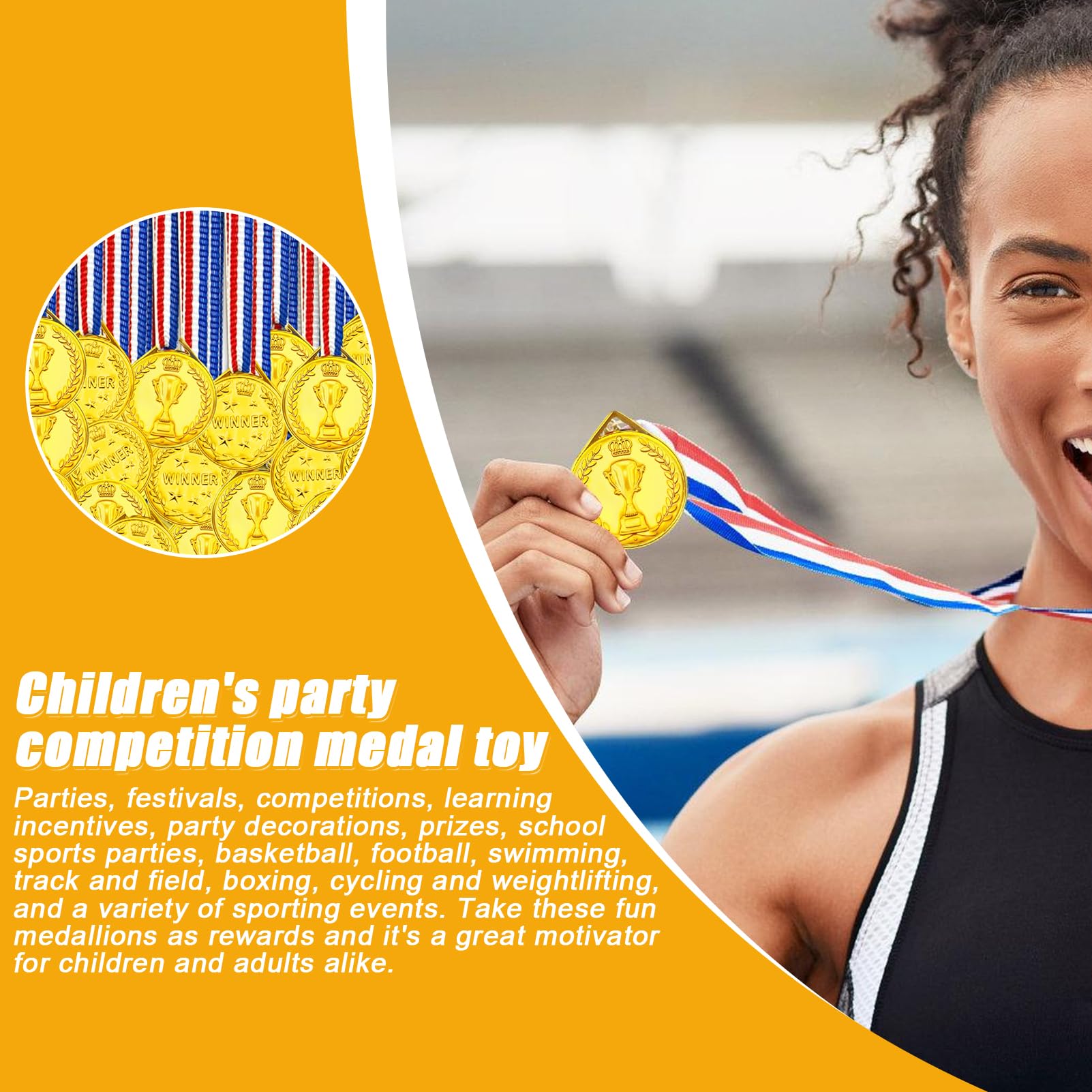 HOMURY Lot de 100 médailles d'or pour Enfants, Médailles d'or gagnantes, Médailles gagnantes - Médailles d'or gagnantes - Médailles de gagnants pour Les Enfants (Motif Trophée)