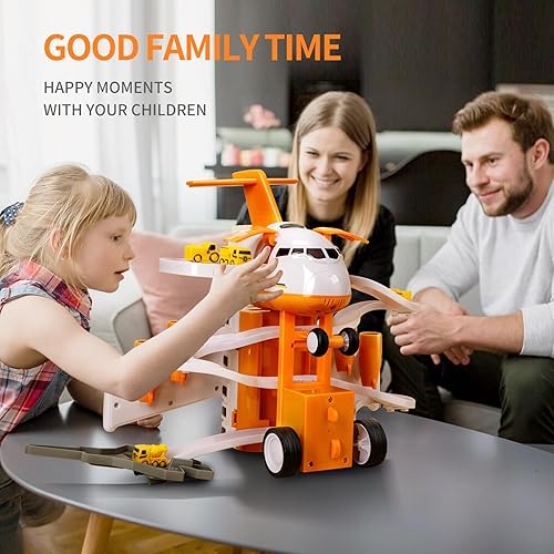 Miniatura 5 de Juguetes de avión para niños de 3, 4, 5, 6 y 3, 4, 5, 6 niños, juguete de coche de aventura para niños de 2 a 6 años con 4 autos de ciudad, tapete