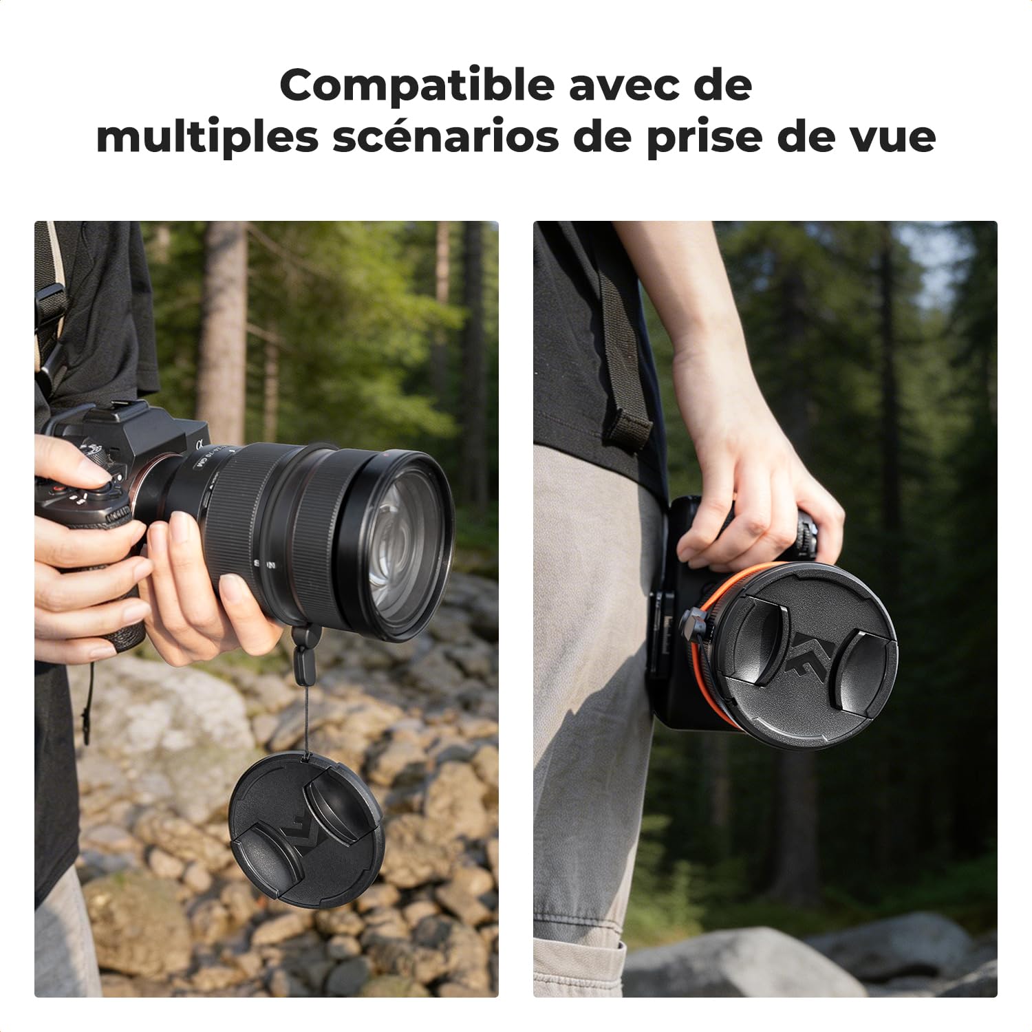 K&F Concept 67mm 2 x Bouchon Objectif + 2 x Élastique + 1 x Chiffon de Nettoyage Emballé sous Vide Compatible avec Appareil Photo Canon Nikon Sony Olympus Fujifilm Pentax Panasonic Leica
