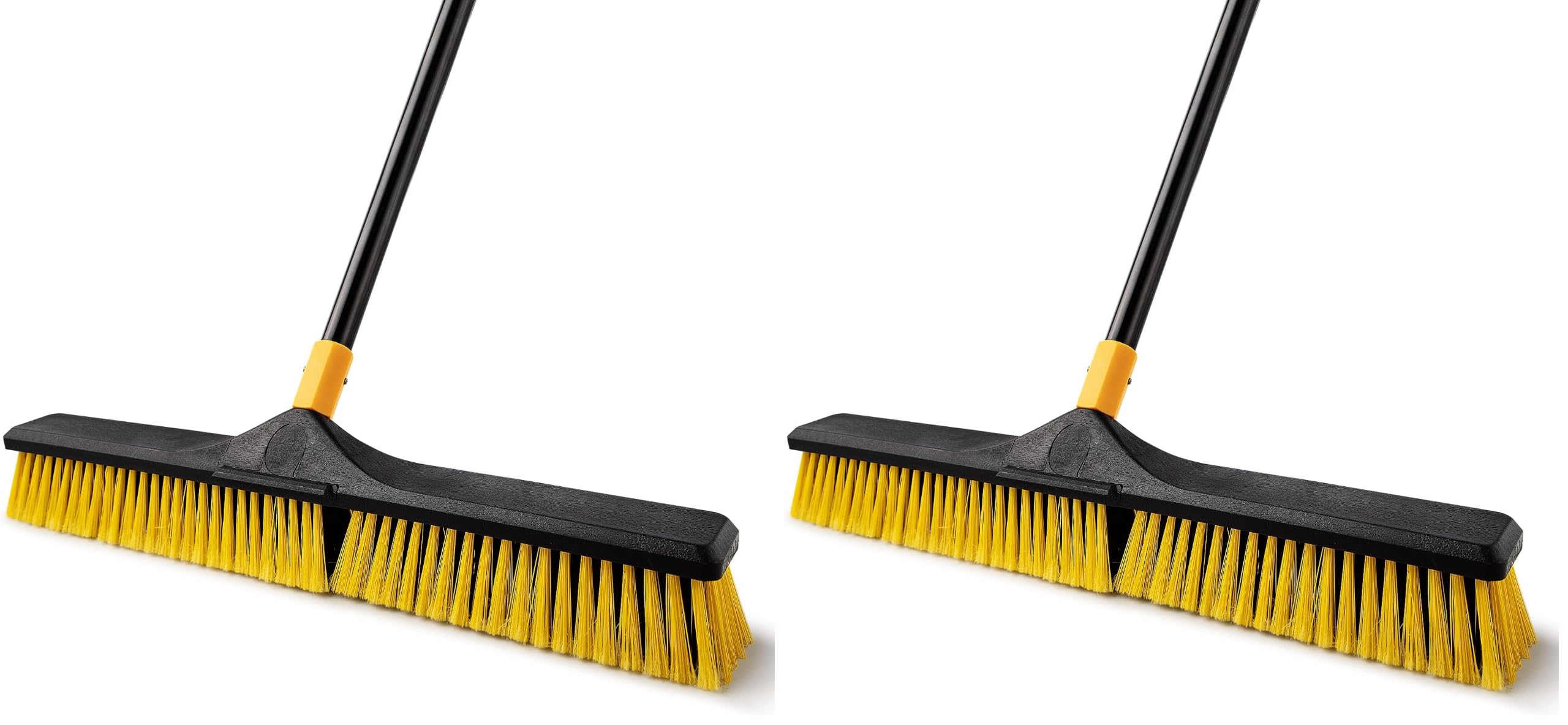 Yocada 24 inch Push Broom Brush 65.3 inch Long Stiff Bristles Heavy-Duty (Pack of 2)