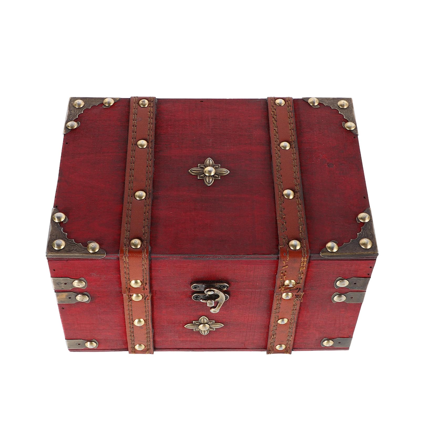 Boîte de rangement bois avec serrure et clé coffre rétro élégant en bois massif
