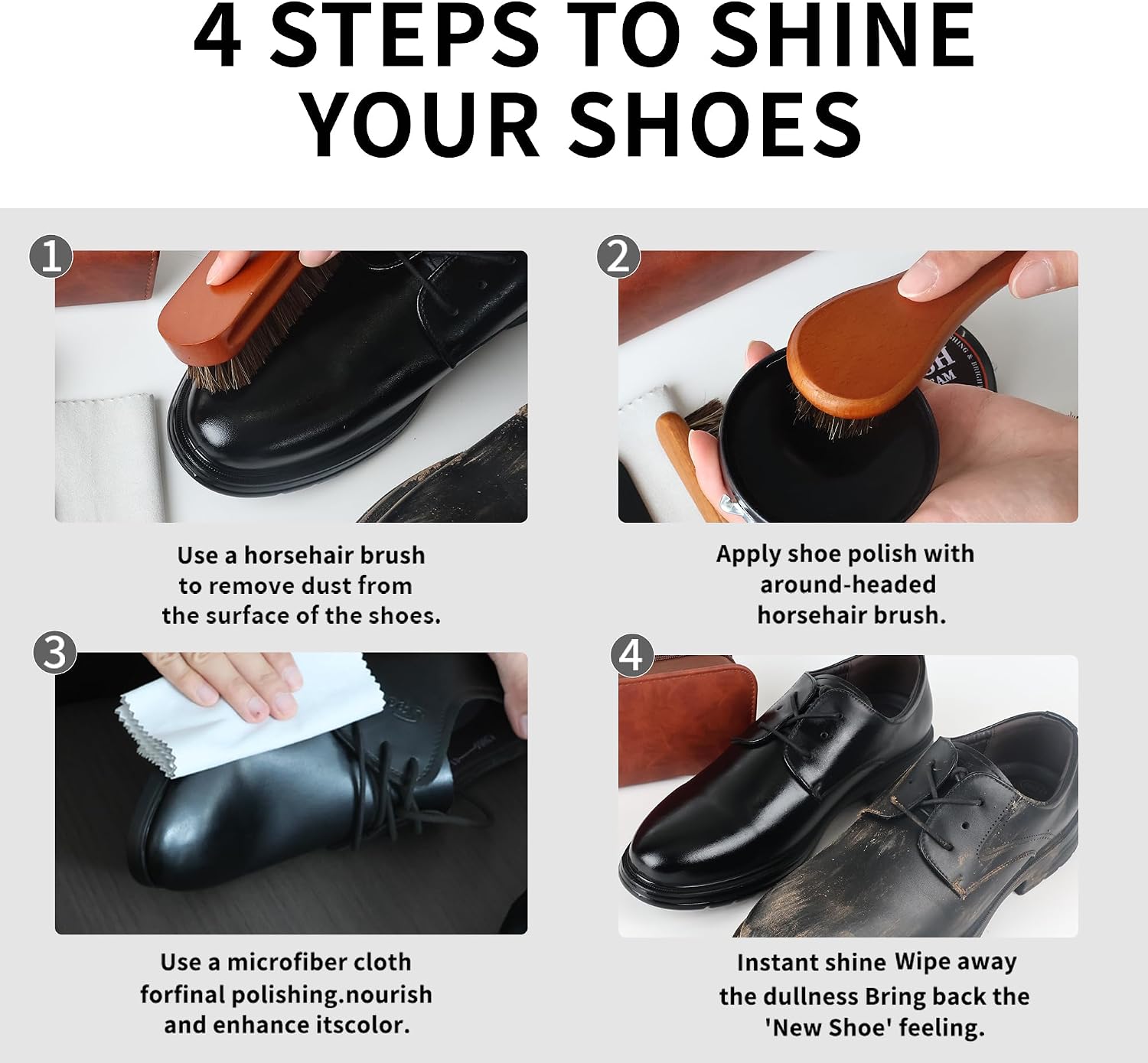 Black Brown Shoe Polish Kit Saddle Soap Mink Oil Boot Shoe Shine Kit | Deep Leather Conditioning,High Gloss Shine,Extends Leather Life,Protects Against Cracking,Easy Application