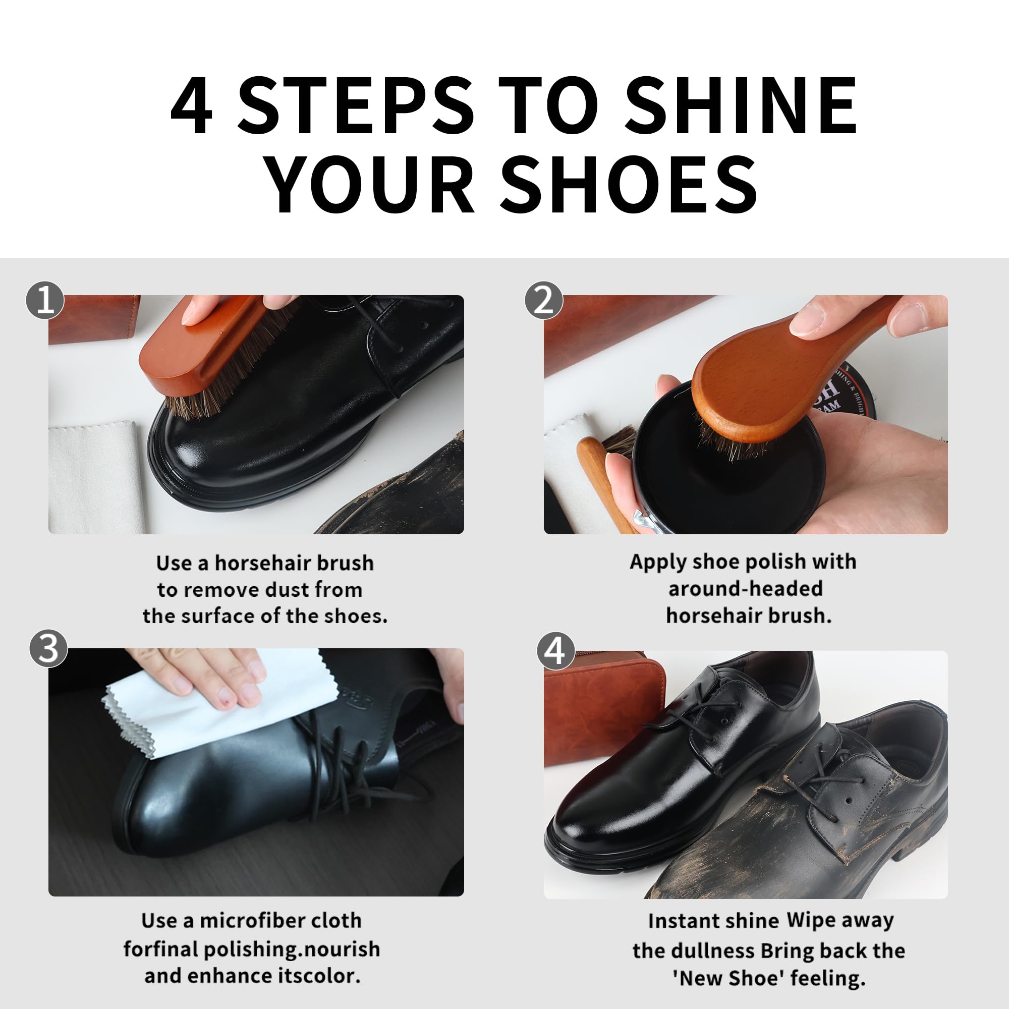 Kit per la cura delle scarpe nero-marrone con sapone per selle olio di visone lucido per scarpe crema per stivali balsamo per pelle e cera