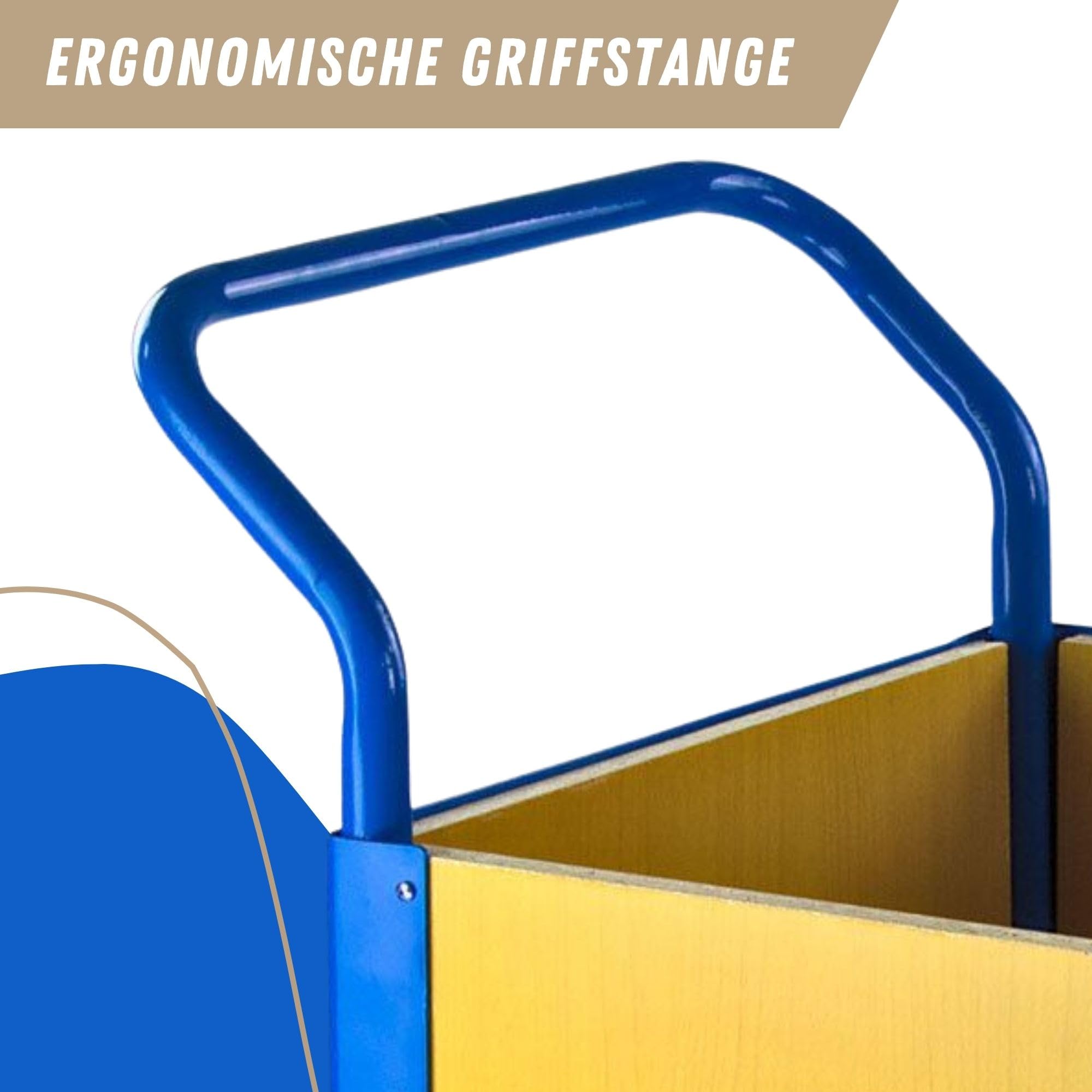 PROREGAL Transportwagen Handwagen Materialwagen mit 4 hohen Wänden | HxBxL 94x50x102cm | 2 Lenk- & Bockrollen | Traglast 180kg | Lichtblau