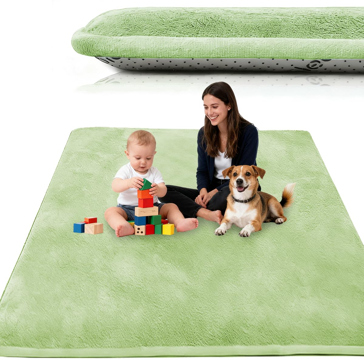 Tappeto Gioco Bambini Acolchado 2 cm Extra Spesso, Antiscivolo, Ideale per Pavimenti e Box Neonato, Palestra Neonati, Tappeto Tummy Time Neonati, Verde, 200 x 350 cm