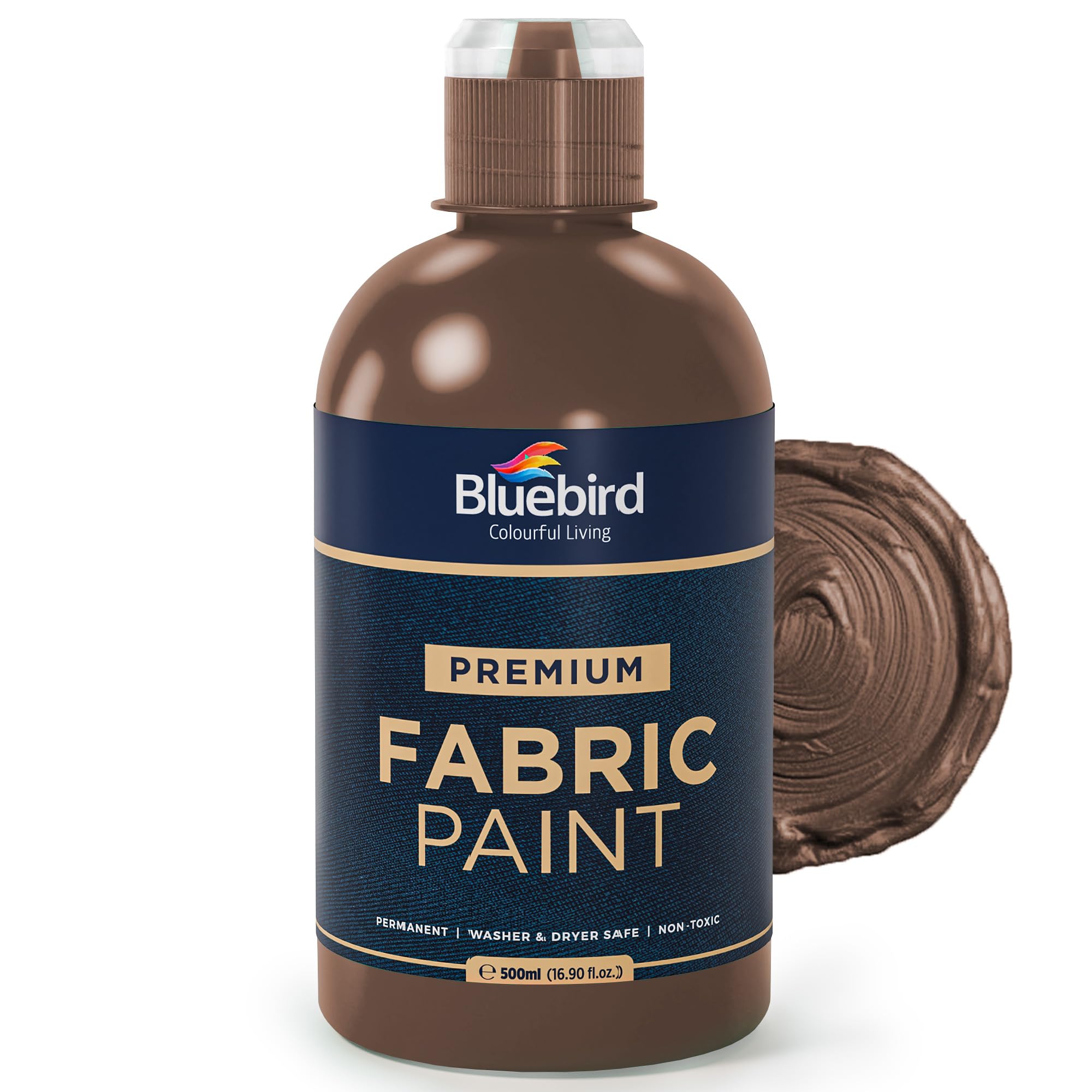 BLUEBIRD Fabric Paint, Vandyke Brown, 16.9 Fl Oz, Permanent Fabric Paints for Clothes, Furniture Upholstery