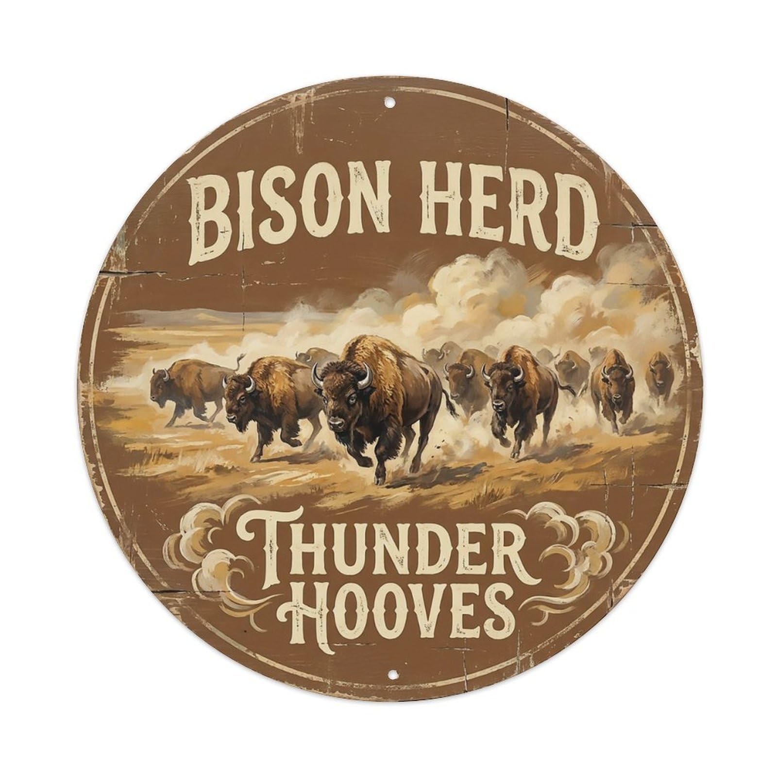 Cxhjca 8X8inch(20X20cm) Bison Herd Thunder Hooves Metal Tin Sign
