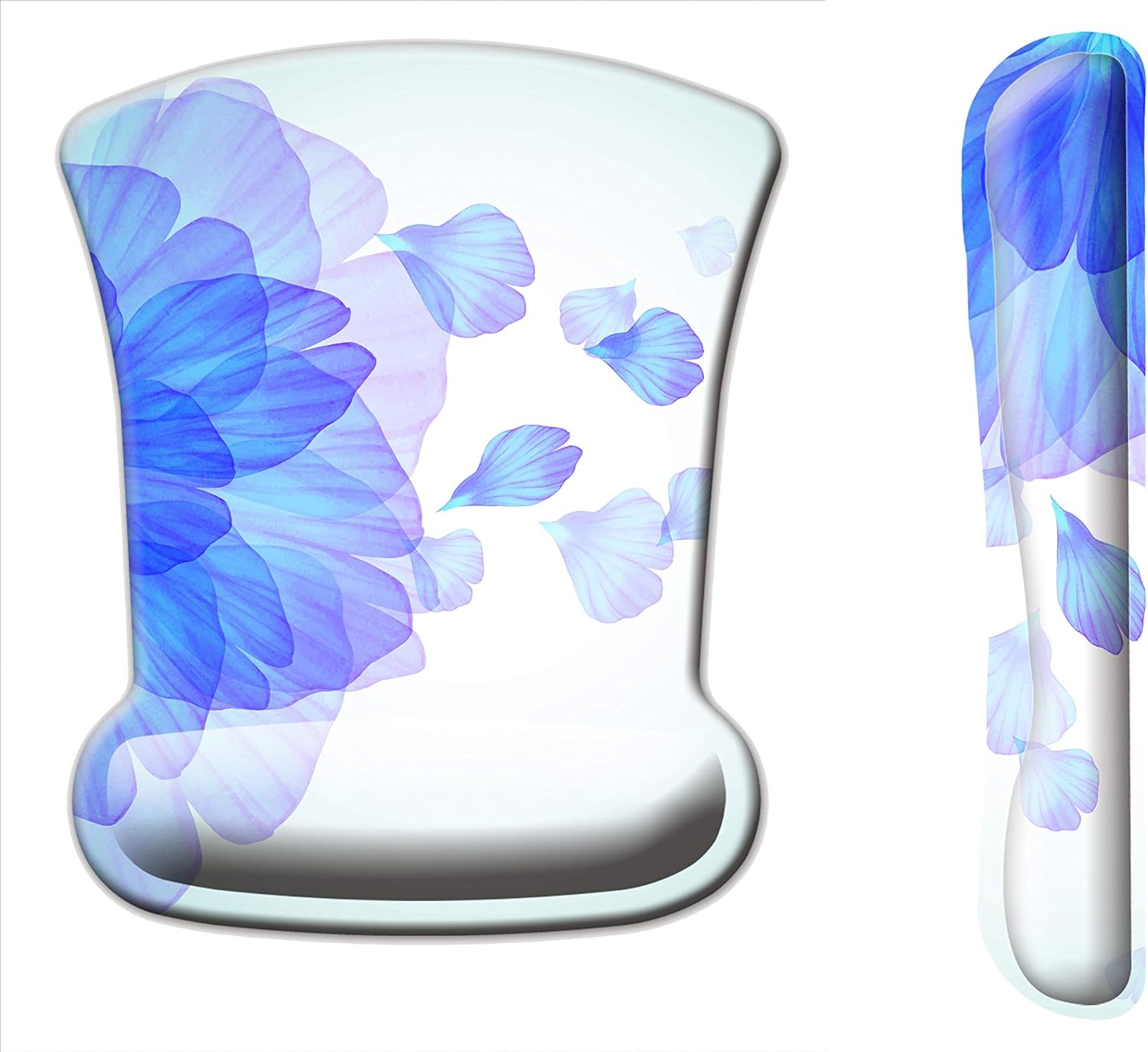 KECC Keyboard Wrist Rest & Mouse Pad Wrist Support Set, Non Slip Rubber Base Gel Mat, Raised Memory Foam for Easy Typing & Pain Relief, Computer, Laptop, Gaming, Working (Blue Flower) : Office Products