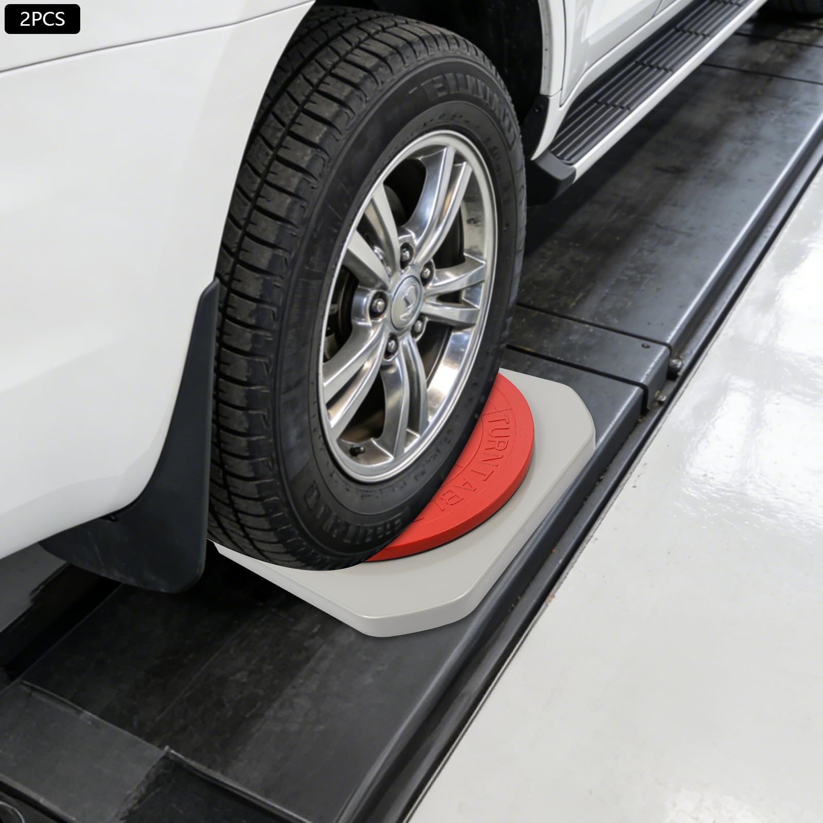 Lot de 2 plaques de réglage de la charge de l'essieu à 360° avec blocs de transition, coussinets de pression, plateau tournant spécial pour berlines, SUV, camions, fourgonnettes, véhicules utilitaires