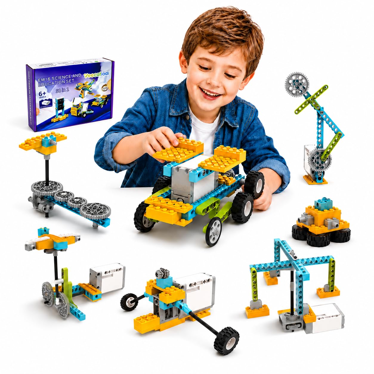Veecafiodi Science Kits for Kids Age 8-12, 50 in 1 STEM Toys for Kids 6-12, Motorized Building Toy for Boys Girls, Educational Engineering Set, Birthday Gift