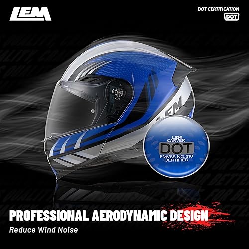 Miniatura 5 de LEM Cascos modulares de motocicleta de fibra de vidrio, casco integral de motocicleta con visera abatible para viajes, certificado DOT, visera solar