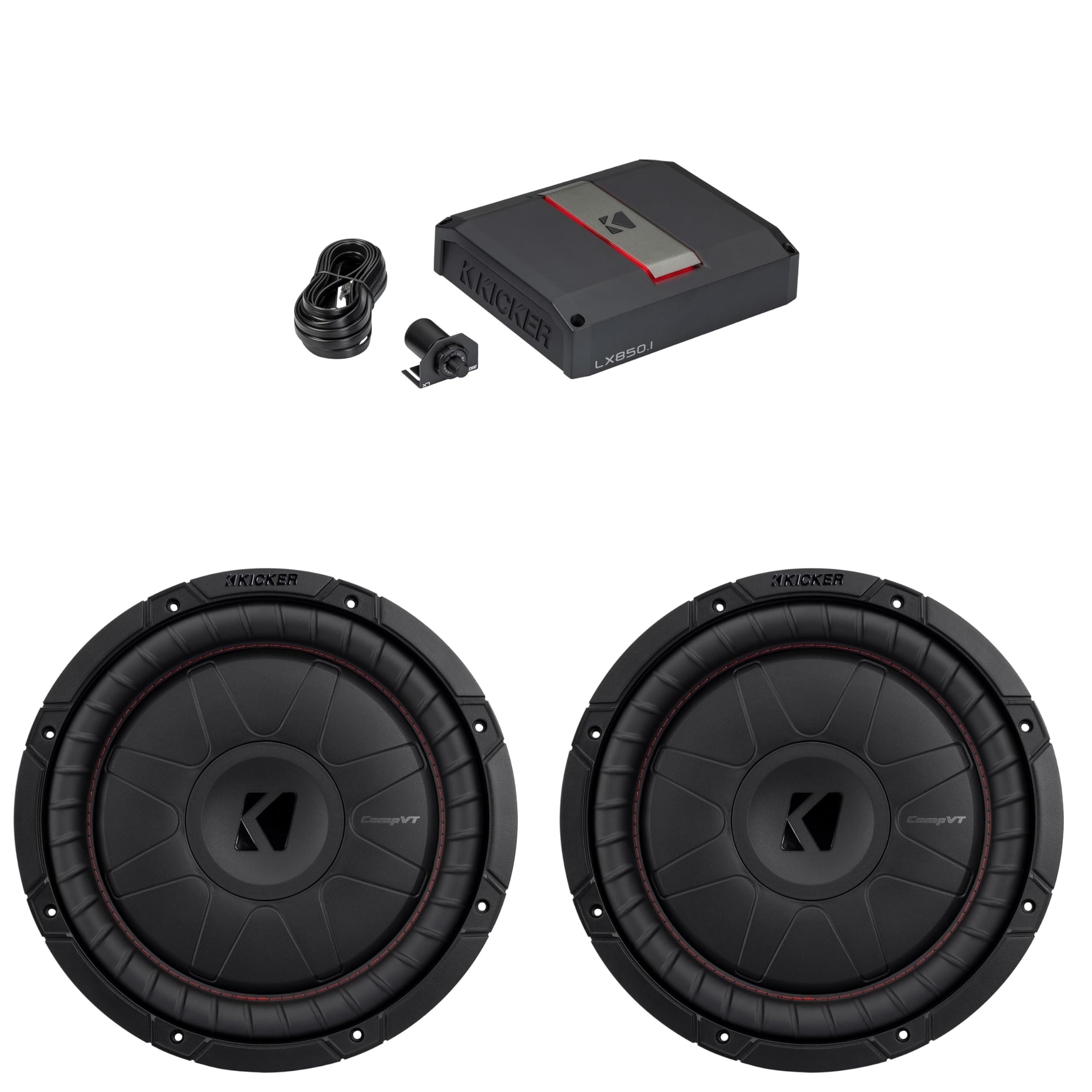 Kicker 12 Inch CVT Thin Woofer Includes (2) 52CVT122 Package with 51LX8501 Amplifier