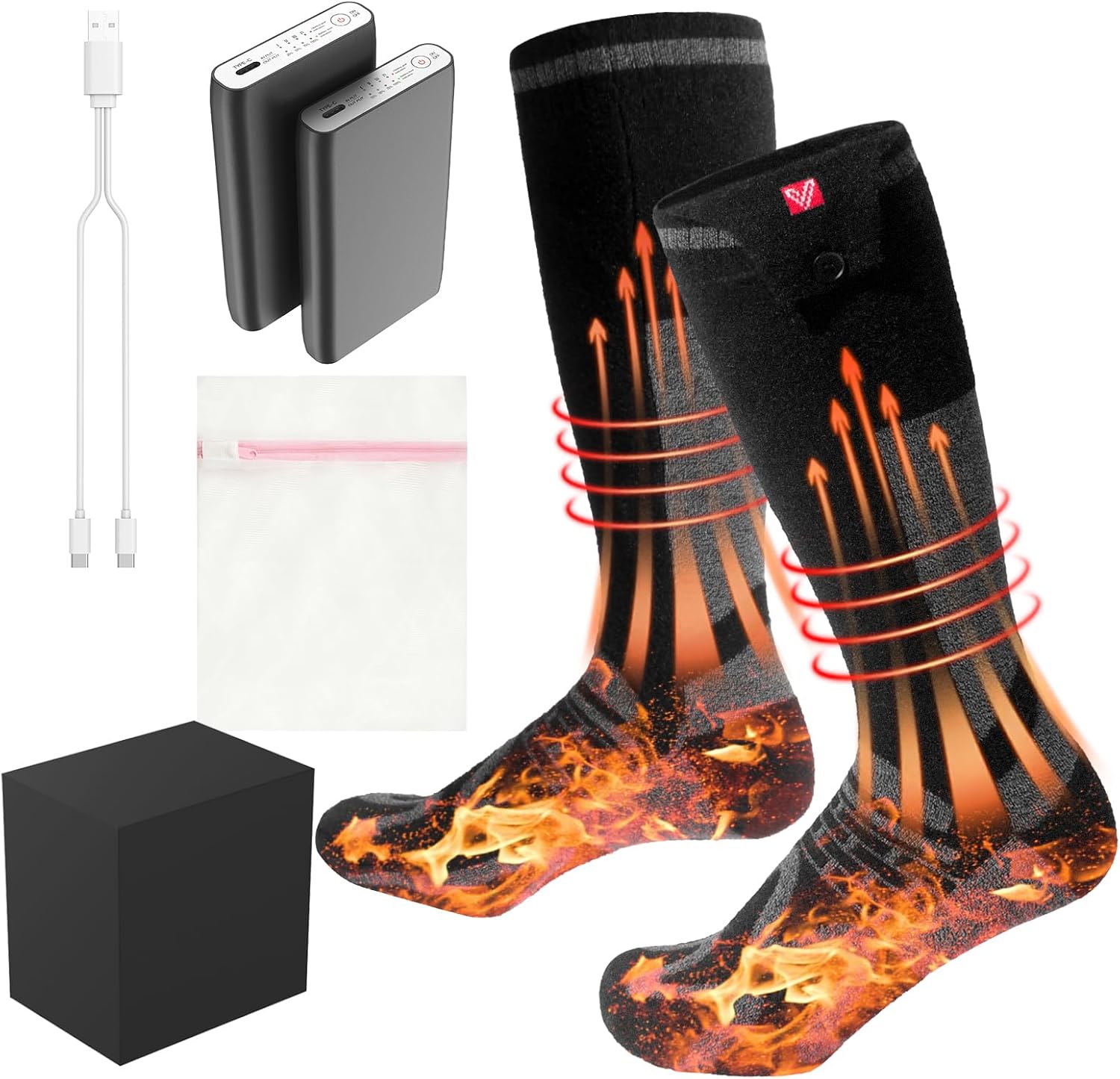 2025 Upgraded 10000Mah Heated Rechargeable Electric Battery Heating Socks
