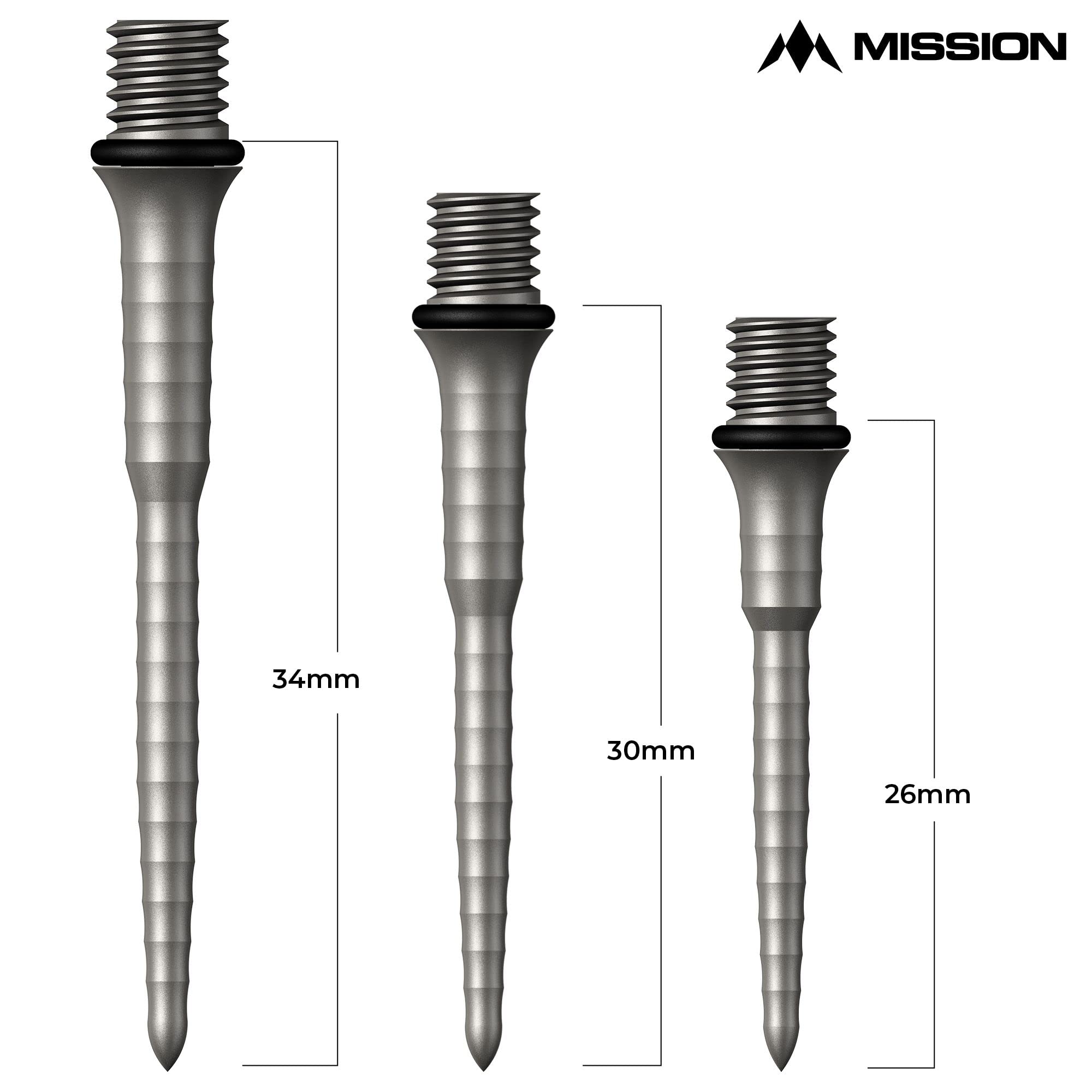 Mission Darts Pointes Titan Ripple | Point de conversion en titane | 30 mm | Argent (X2657)
